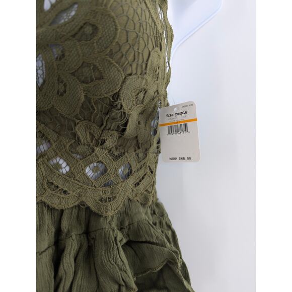 Free People Green Adella Cami Top Romantic Lace Bohemian Style - Picture 8 of 11